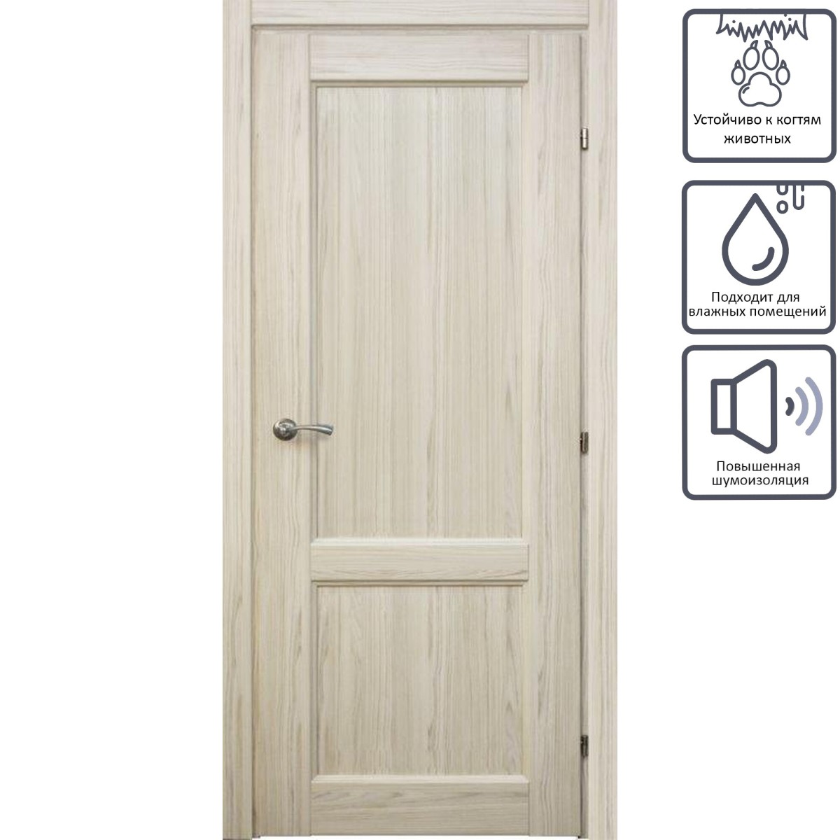 Дверь межкомнатная глухая с замком в комплекте Пино 60x200 см CPL