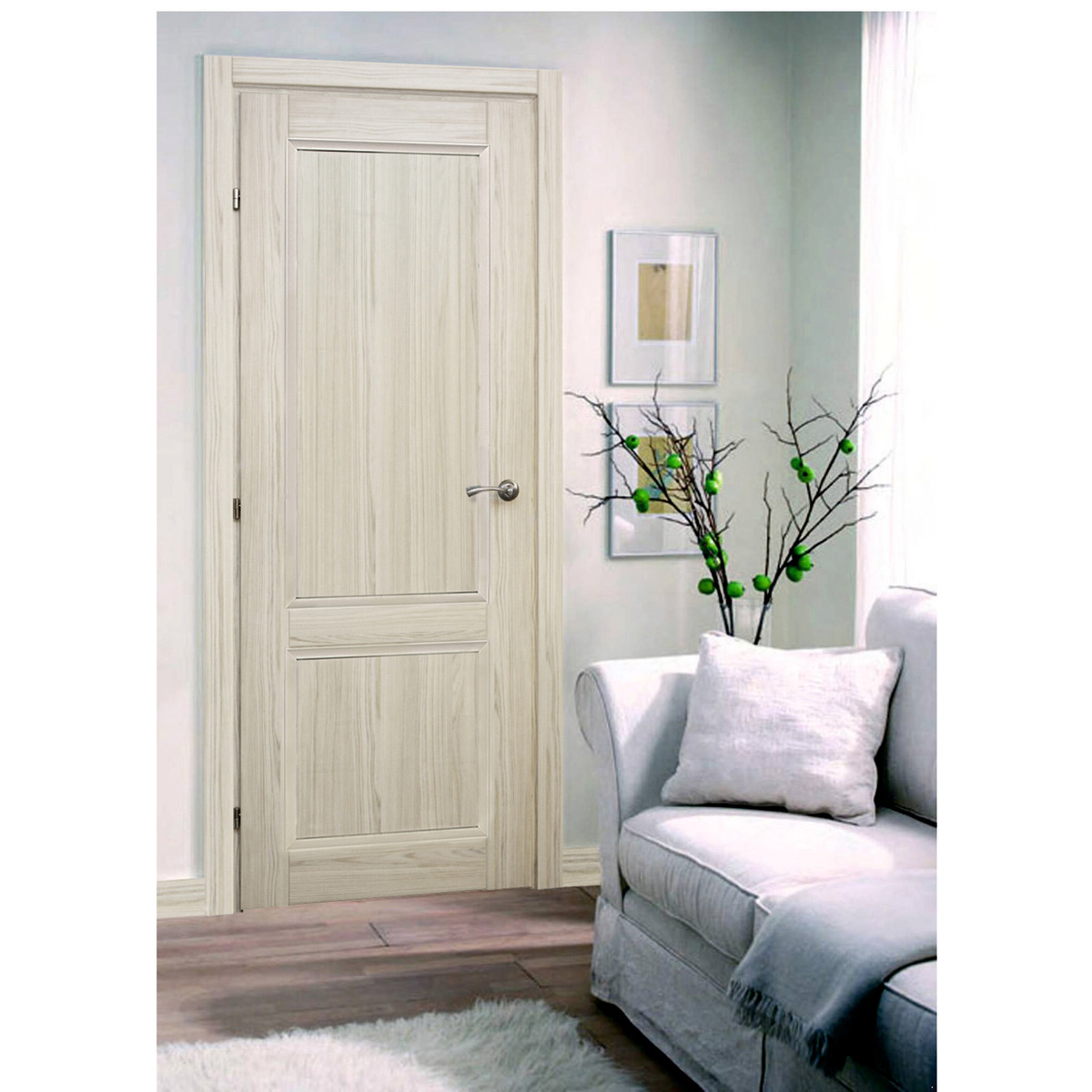 Дверь межкомнатная глухая с замком в комплекте Пино 80x200 см CPL