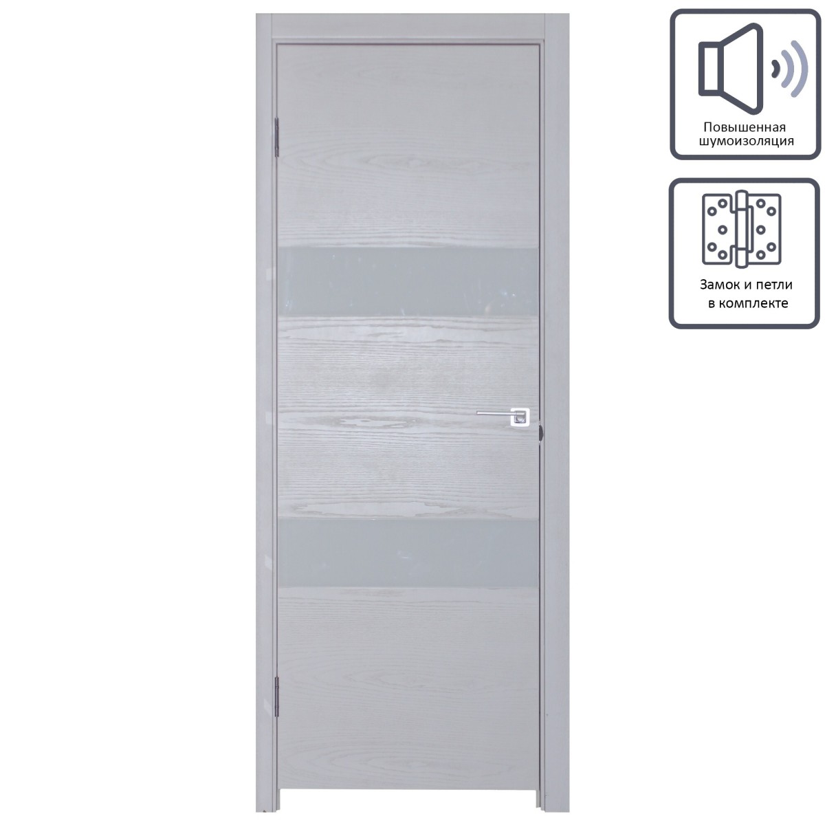Дверь межкомнатная глухая шпон Модерн 70x200 см цвет белый ясень