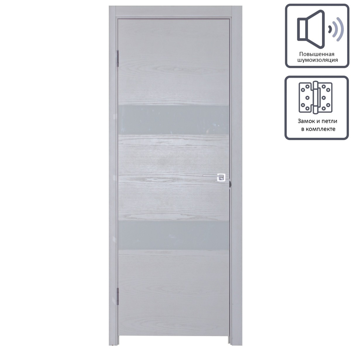 Дверь межкомнатная глухая шпон Модерн 90x200 см цвет белый ясень