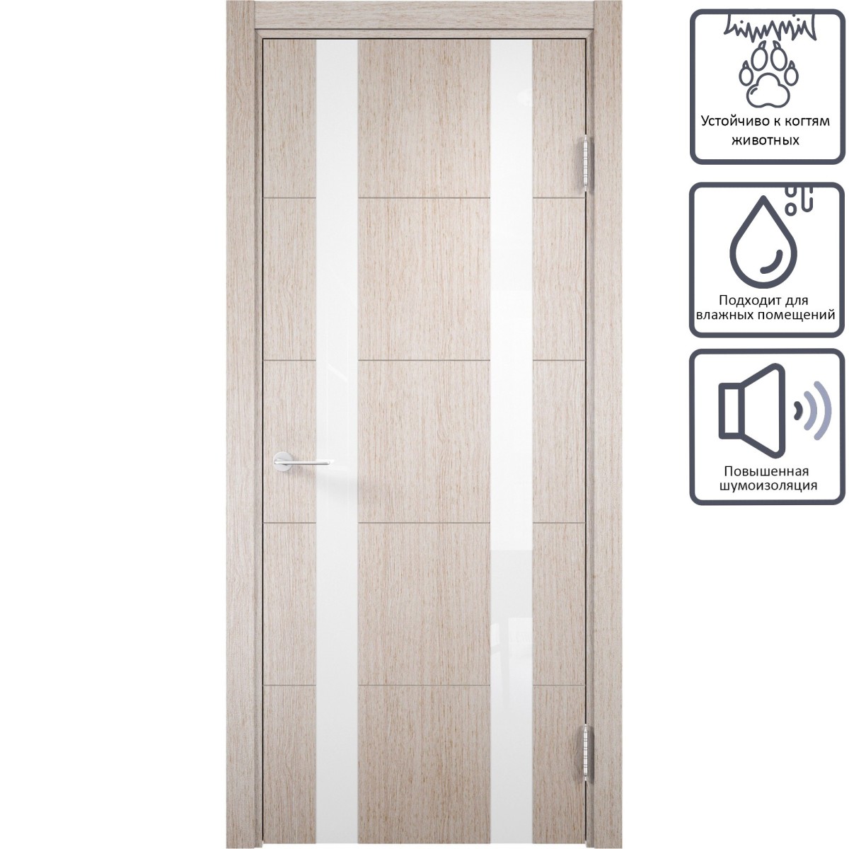 Дверь межкомнатная остеклённая Artens Нолан 80X200 см, цвет дуб бьянко