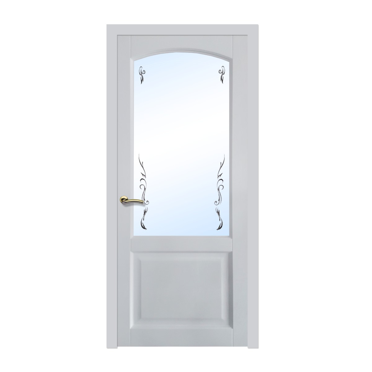 Дверь межкомнатная остеклённая 853 80X200 см, шпон, цвет дуб белая эмаль