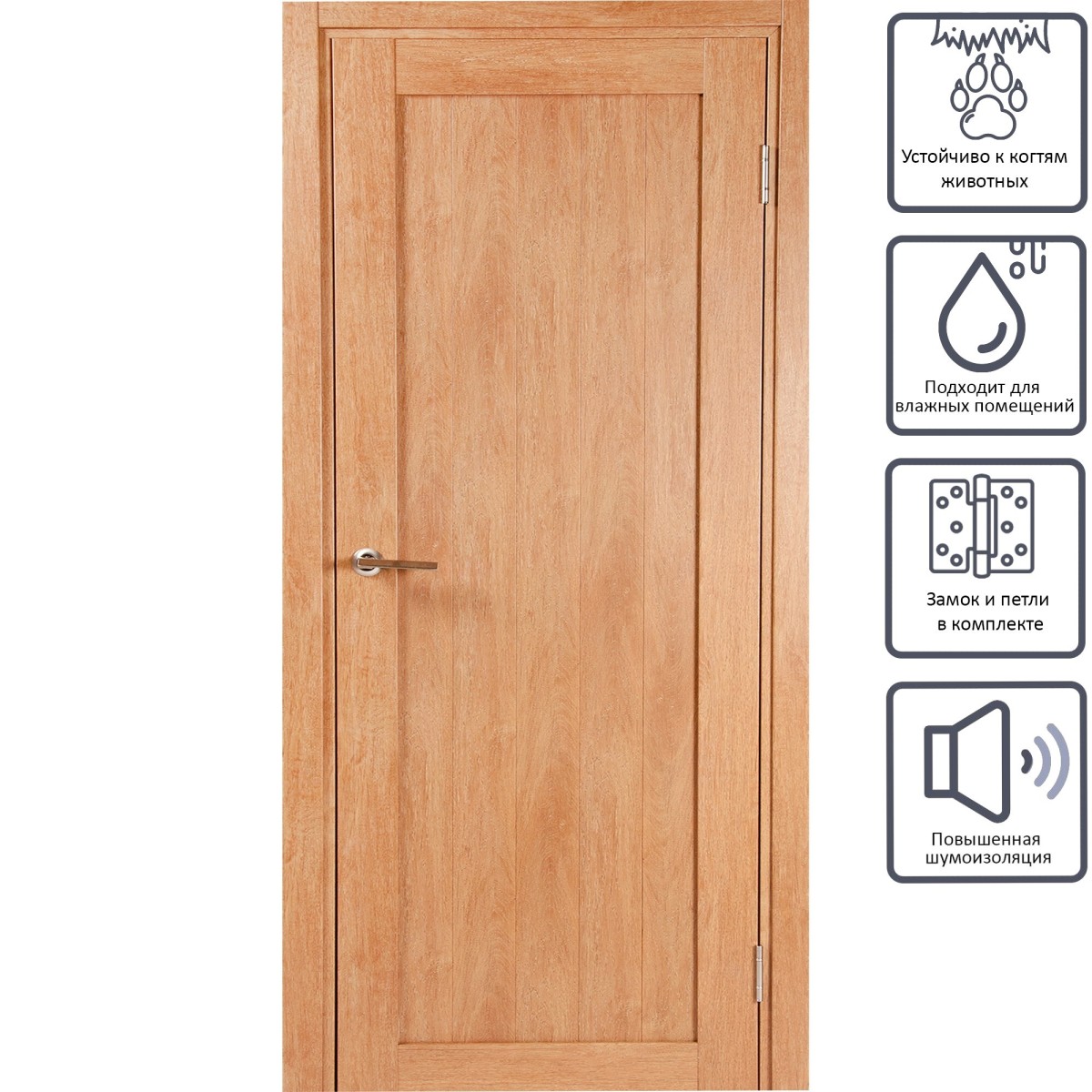 Дверь межкомнатная глухая Кантри 80x200 см, ПВХ, цвет дуб арагон, с фурнитурой