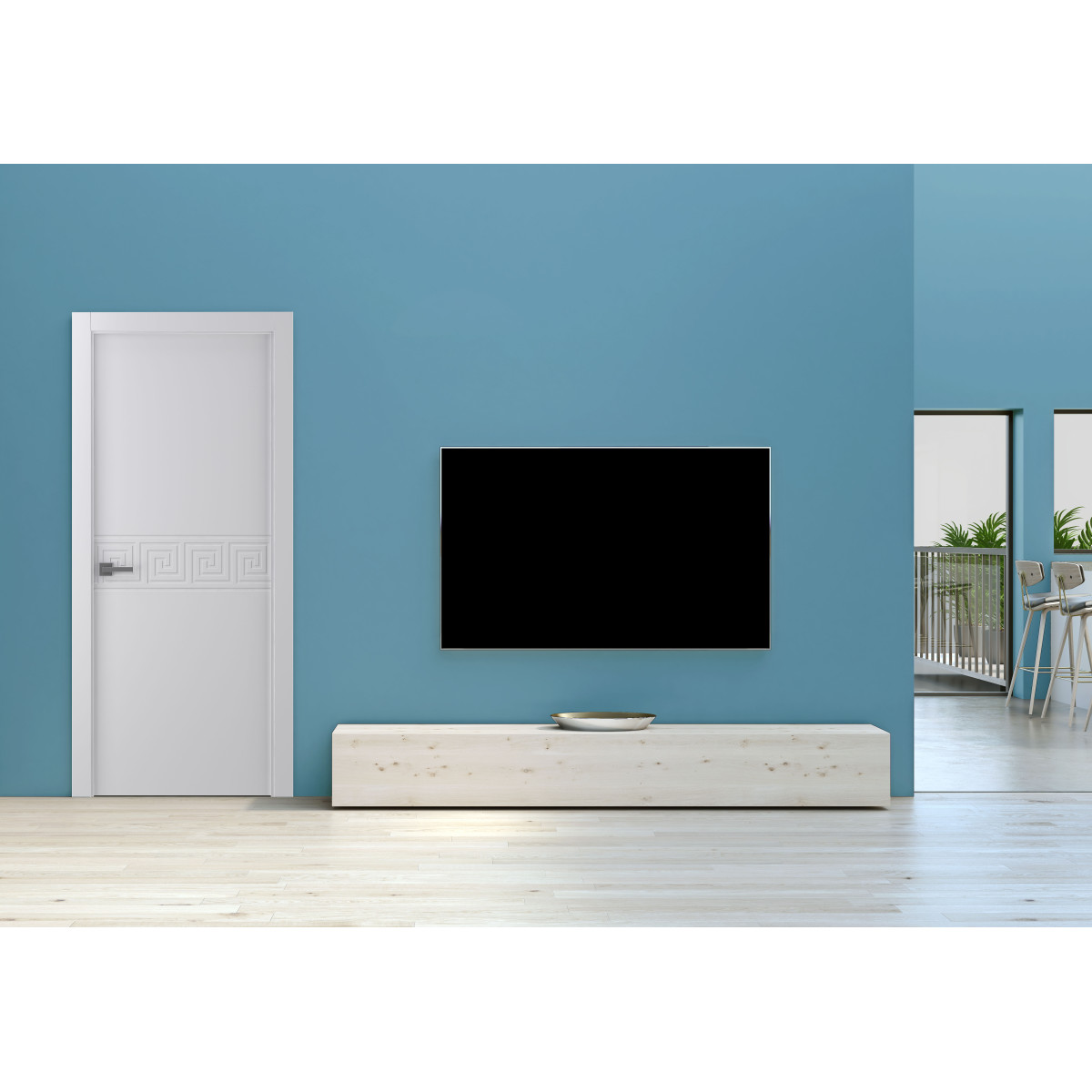 Дверь межкомнатная глухая с замком в комплекте Афина 70x200 см экошпон цвет белый