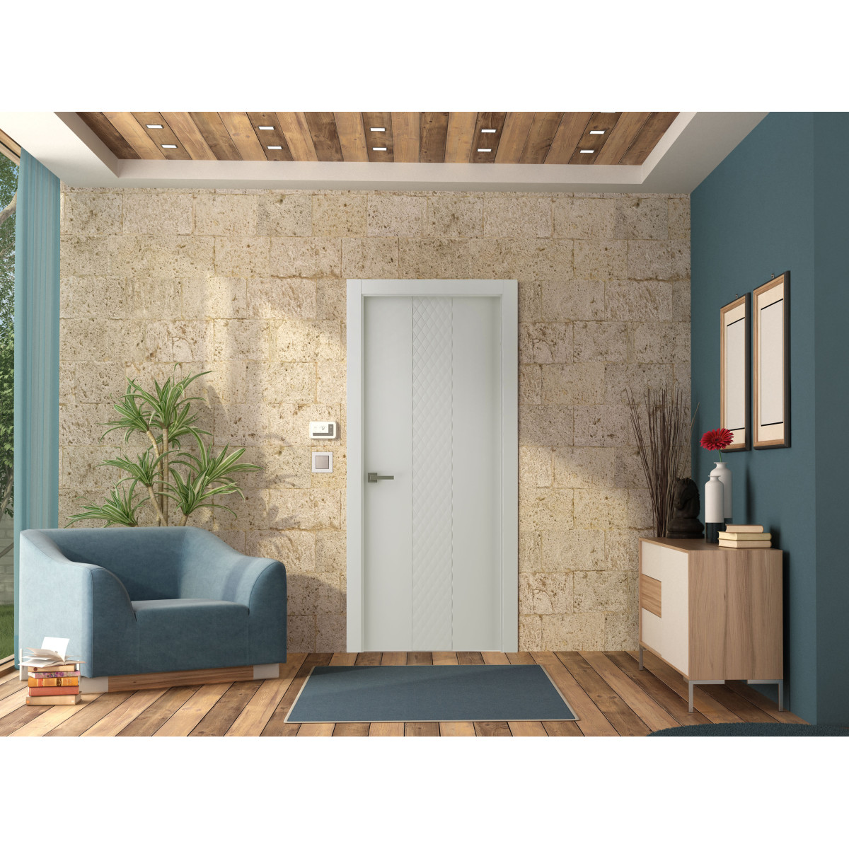 Дверь межкомнатная глухая с замком в комплекте Халика 90x200 см экошпон цвет белый