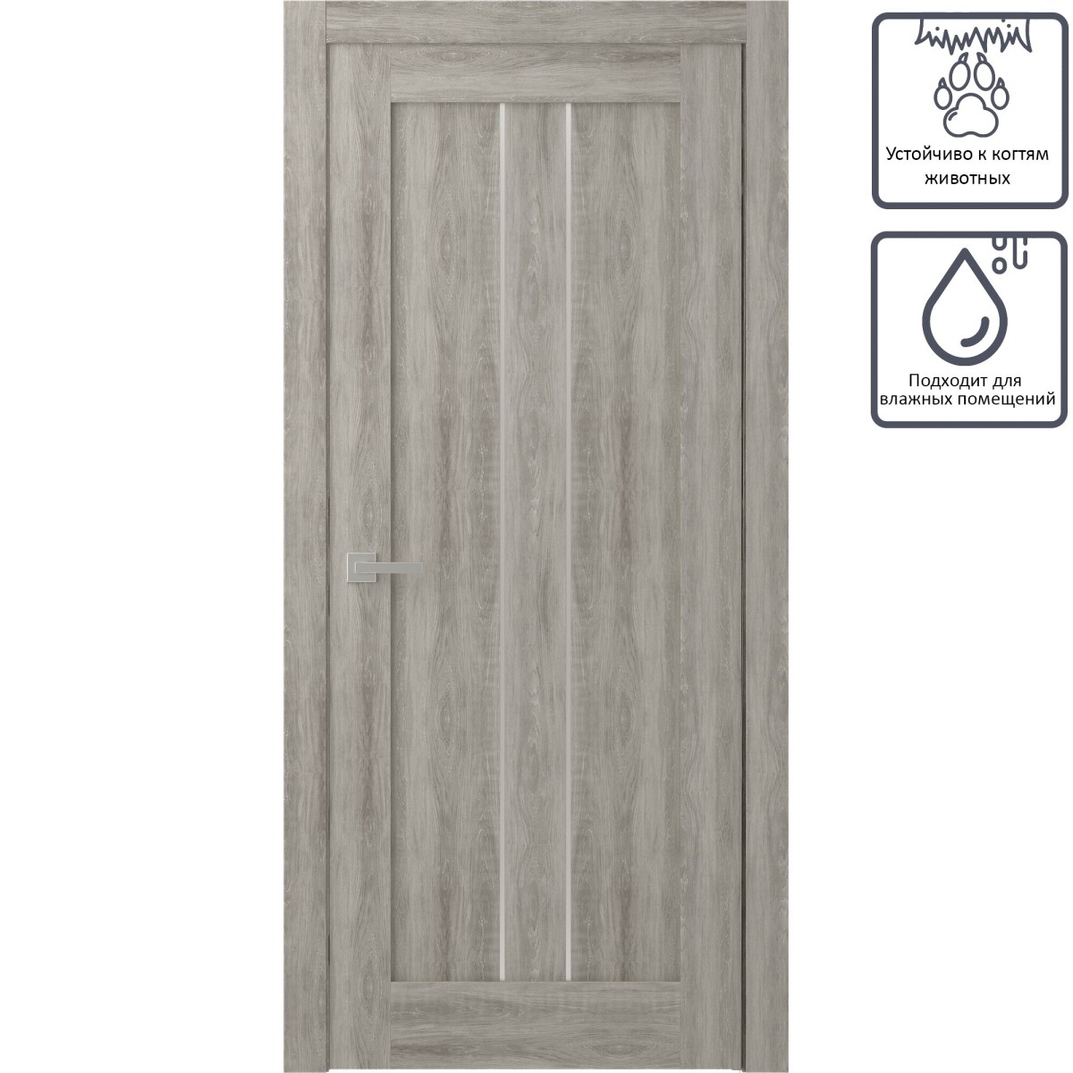 Дверь межкомнатная глухая Челси 80x200 см, экошпон, цвет дуб пепельный