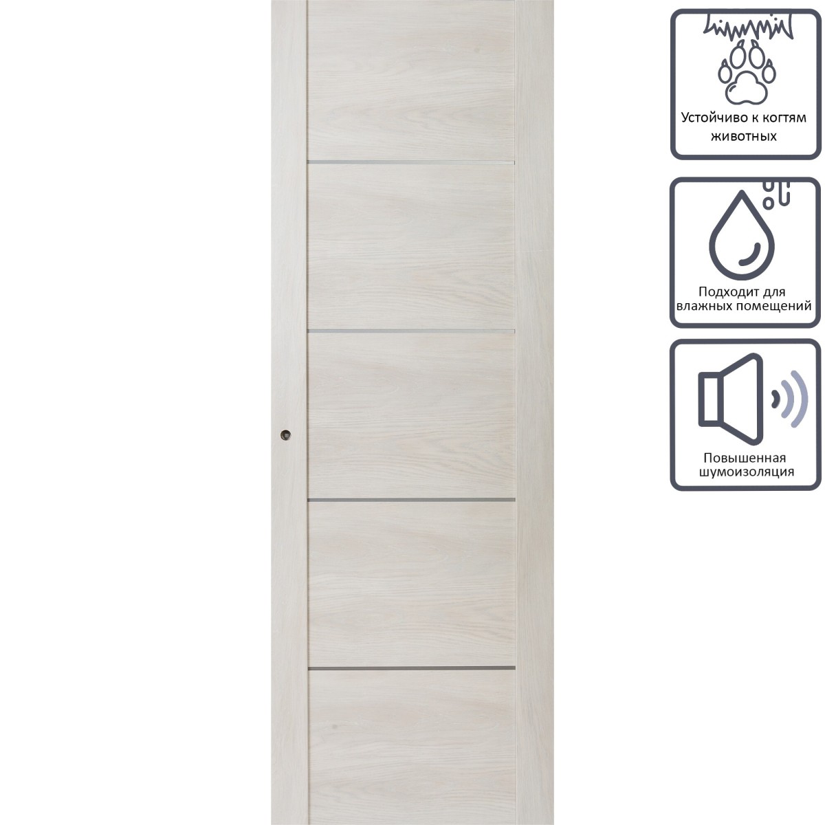 Дверь межкомнатная глухая с замком в комплекте Квадро 70x200 см ПВХ цвет шале капучино