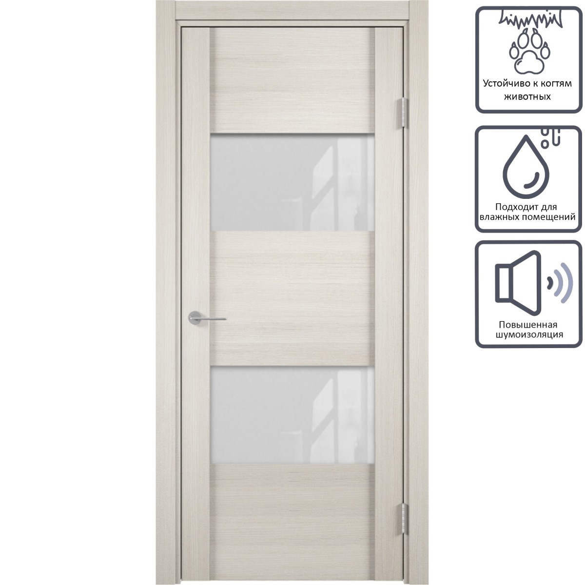 Дверь межкомнатная остеклённая с замком в комплекте Квадро 200x60 см ПВХ цвет шале капучино